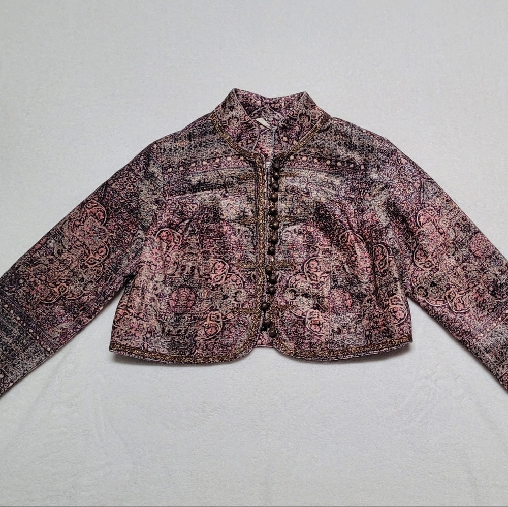 Soft Surroundings Icon Urbina Umber Velvet Baroque Balero Jacket Cropped Jacket - Picture 2 of 13